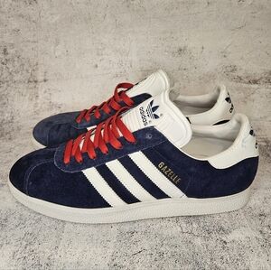 Vintage 2002 Adidas Suede Gazelles / Mens Size 10.5 / Blue & White